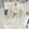 Solid-color, elegant, hollowed-out, artistic, short cotton and linen scarves for women, spring and summer narrow version linen sun protection gauze scarves, thin style wholesale Application Scenario